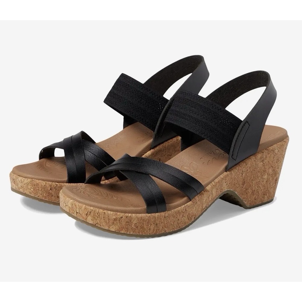 Skechers Cali Brystol Vegan Slingback Wedge Night Skies Black Size 8 NEW!